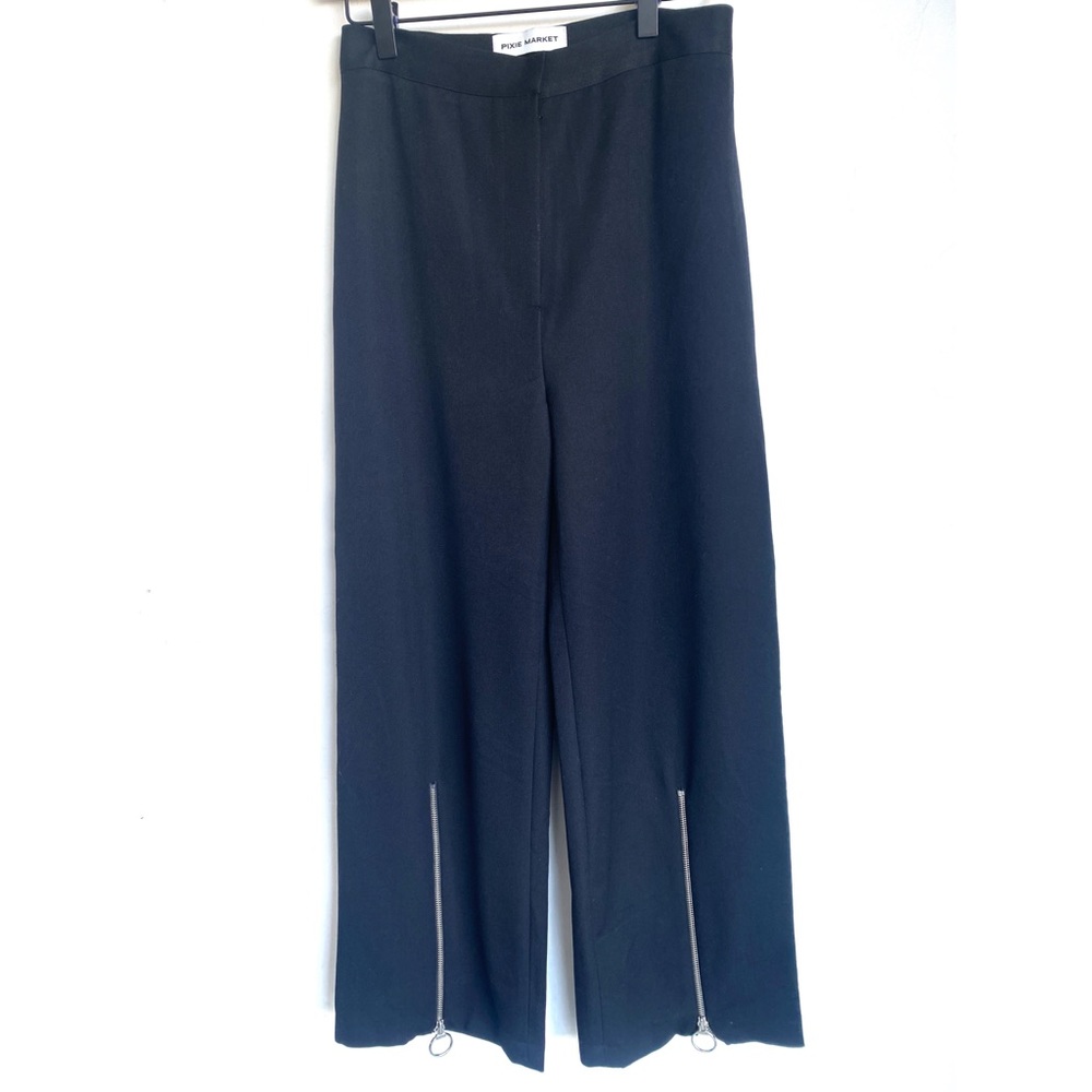 Pixie Market Ring Pull Zipper Black Pants - image 5